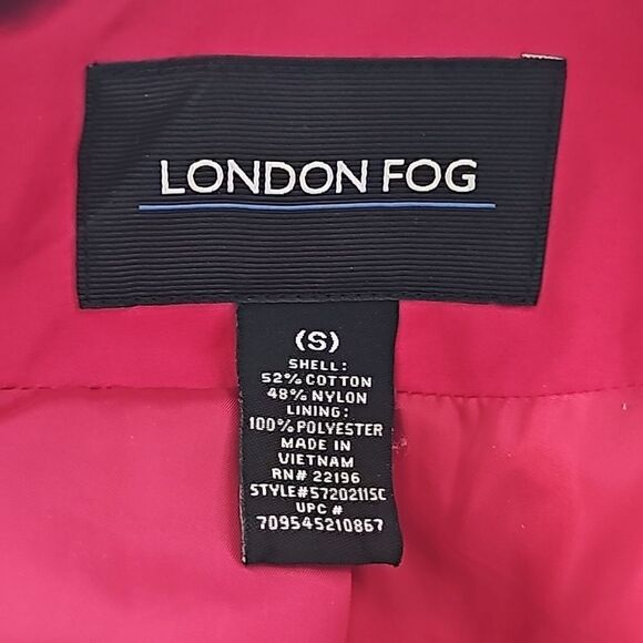 London Fog raspberry mid length trench coat size small - Picture 9 of 14
